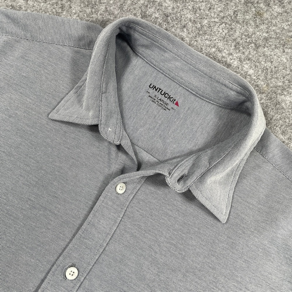 UNTUCKit Mens Button Down Shirt XL Gray Cotton Pique Mercurey Long Sleeve